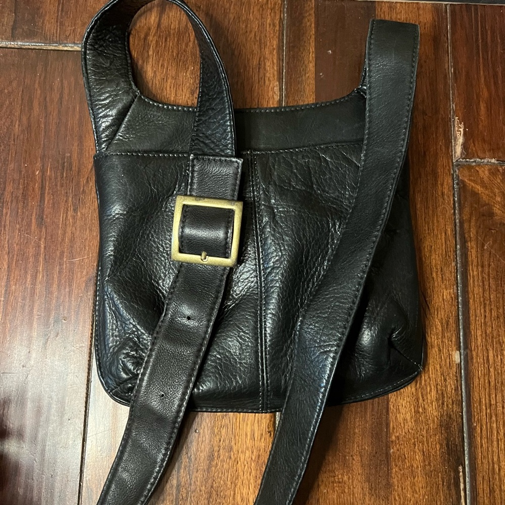 HOBO unisex crossbody Black Leather Bag